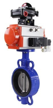 Water Butterfly Valve DNOVA wcb-316l-epdm-da-4m310-110/220-apl210n, body material - carbon steel WCB, disk material - stainless steel AISI 316L, seal - EPDM, pneumatic actuator operated