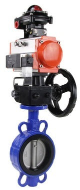 Water Butterfly Valve DNOVA wcb-316l-epdm-da-4M310-110/220-apl210n-gm, body material - carbon steel WCB, disk material - stainless steel AISI 316L, seal - EPDM, pneumatic actuator operated