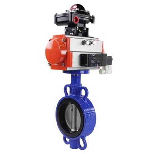 Water Butterfly Valve DNOVA st-316l-viton-da-4m310-110/220v-apl210n, body material - carbon steel WCB, disk material - stainless steel AISI 316L, seal - VITON, pneumatic actuator operated