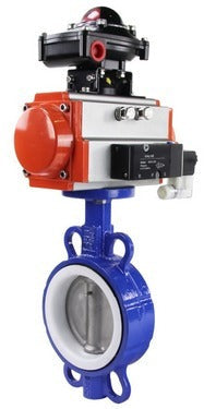Water Butterfly Valve DNOVA wcb-316l-ptfe-da-4m310-110/220-apl210n, body material - carbon steel WCB, disk material - stainless steel AISI 316L, seal - PTFE, pneumatic actuator operated
