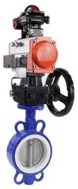 Water Butterfly Valve DNOVA wcb-316l-ptfe-da-4M310-110/220-apl210n-gm, body material - carbon steel WCB, disk material - stainless steel AISI 316L, seal - PTFE, pneumatic actuator operated