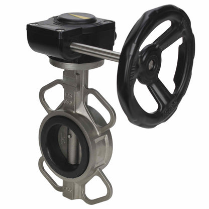 Válvula de mariposa de agua DNOVA 316L-EPDM-HAM, material del cuerpo - acero inoxidable AISI 316L, material del disco - acero inoxidable AISI 316L, sello - EPDM, operada por engranajes