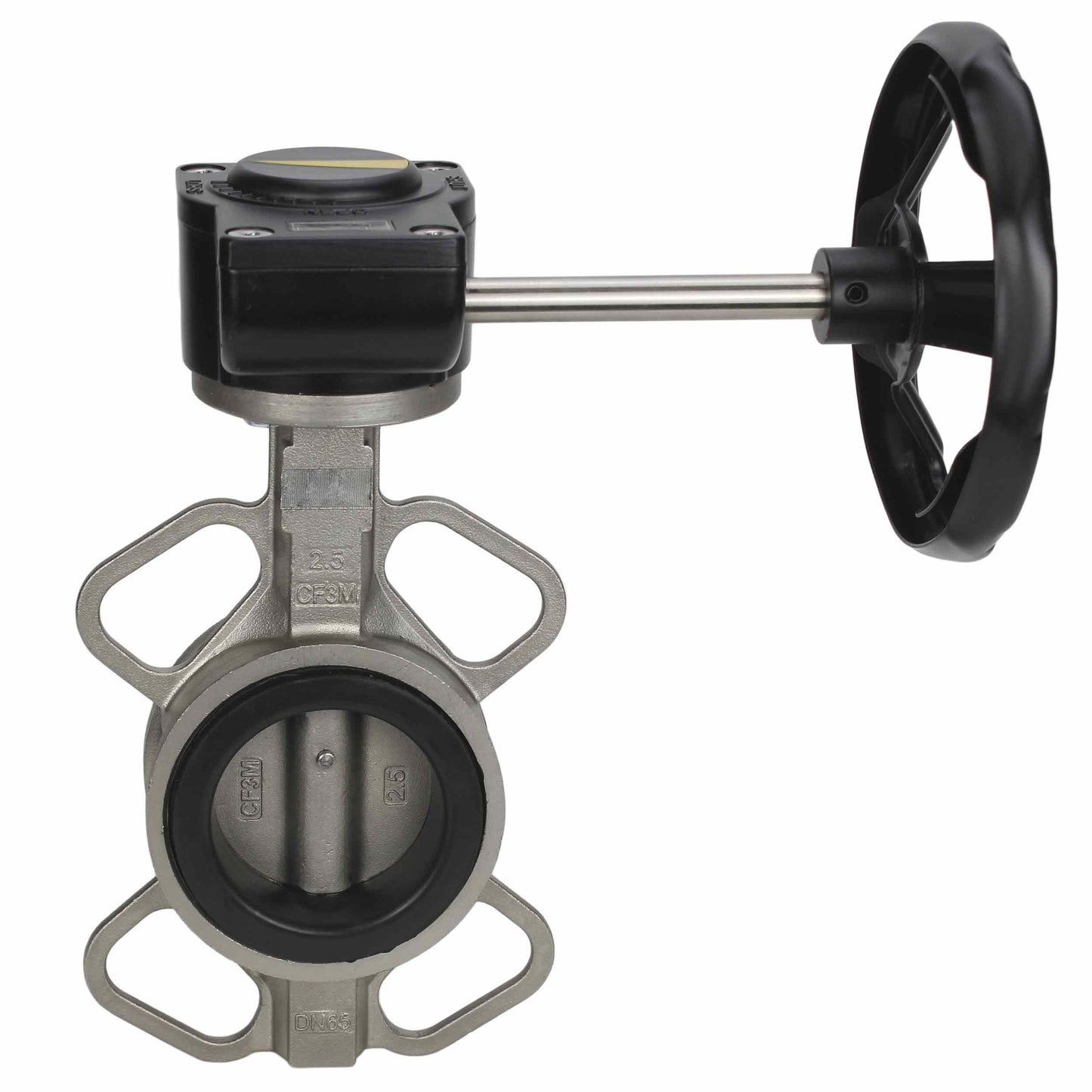 Válvula de mariposa de agua DNOVA 316L-EPDM-HAM, material del cuerpo - acero inoxidable AISI 316L, material del disco - acero inoxidable AISI 316L, sello - EPDM, operada por engranajes