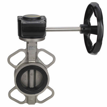Válvula de mariposa de agua DNOVA 316L-EPDM-HAM, material del cuerpo - acero inoxidable AISI 316L, material del disco - acero inoxidable AISI 316L, sello - EPDM, operada por engranajes