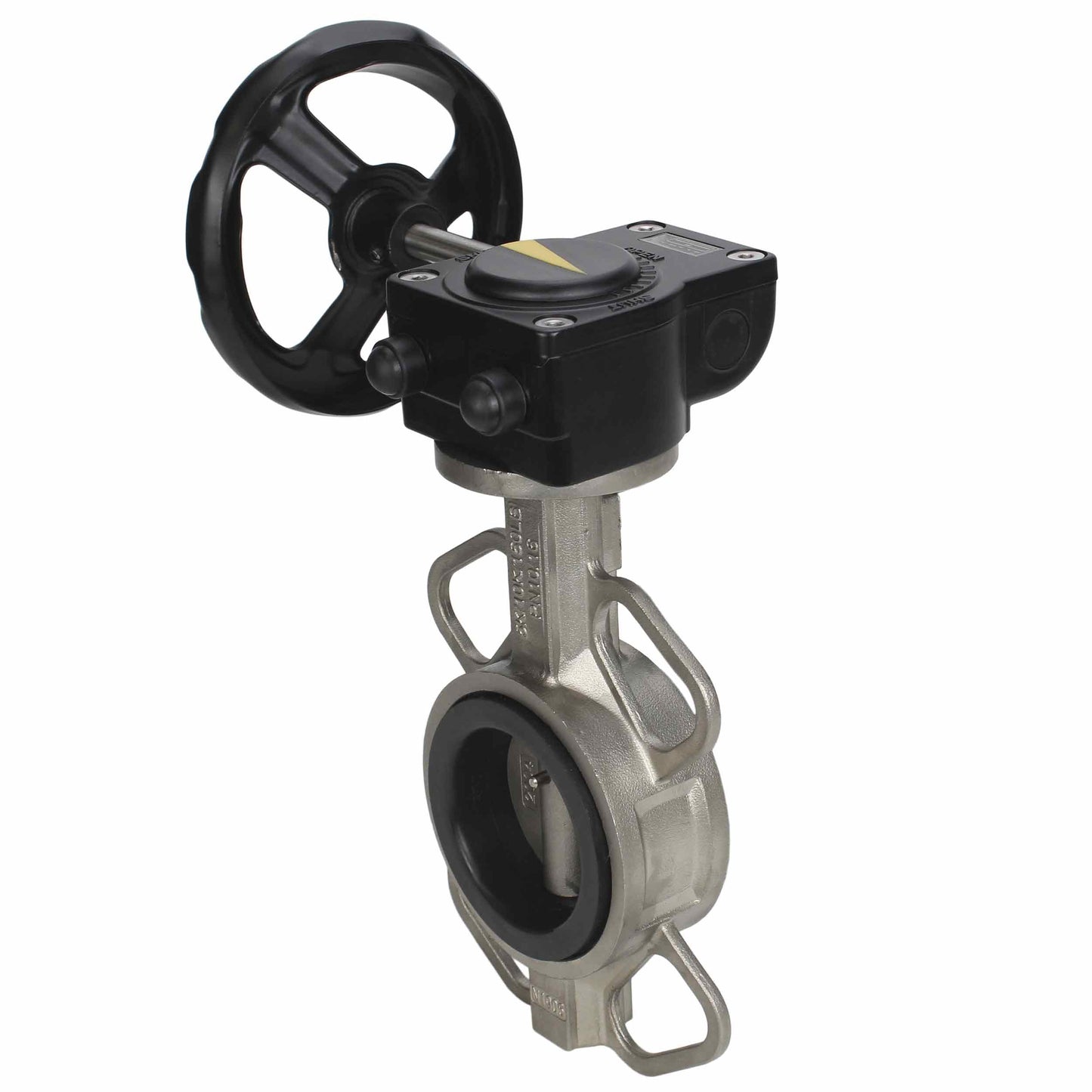 Válvula de mariposa de agua DNOVA 316L-EPDM-HAM, material del cuerpo - acero inoxidable AISI 316L, material del disco - acero inoxidable AISI 316L, sello - EPDM, operada por engranajes