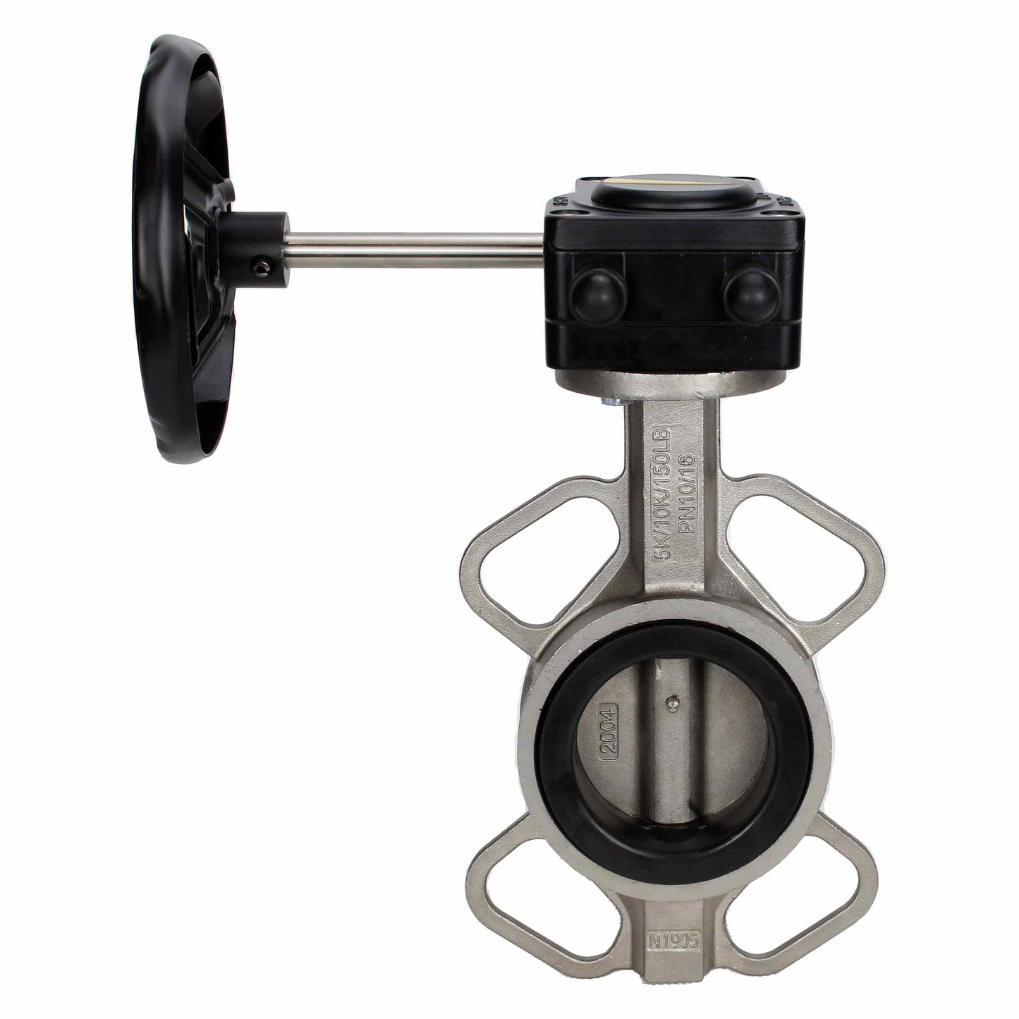 Válvula de mariposa de agua DNOVA 316L-EPDM-HAM, material del cuerpo - acero inoxidable AISI 316L, material del disco - acero inoxidable AISI 316L, sello - EPDM, operada por engranajes