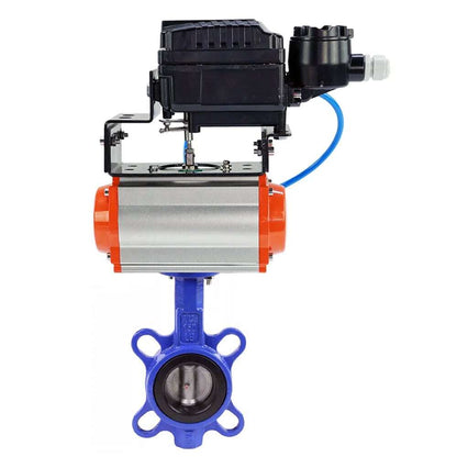 Water Butterfly Valve DNOVA WBV1332N-2W-Fb-H body material - Cast iron GGG50, disk material - Stainless steel 316L, seal - NBR with double-acting pneumatic actuator DA and electropneumatic positioner with feedback DNOVA YT-1000RSI