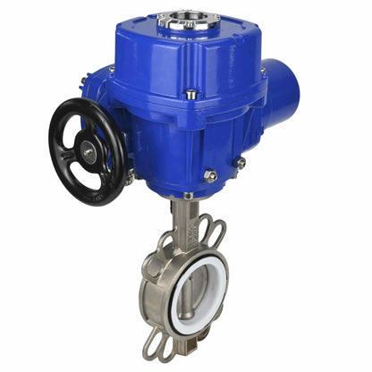Water butterfly valve DNOVA 316L-316L-PTFE body material - stainless steel aisi 316l, disk material - stainless steel AISI 316L, seal - PTFE with 1/4-turn electric actuator DNOVA QT-W (M) 380V