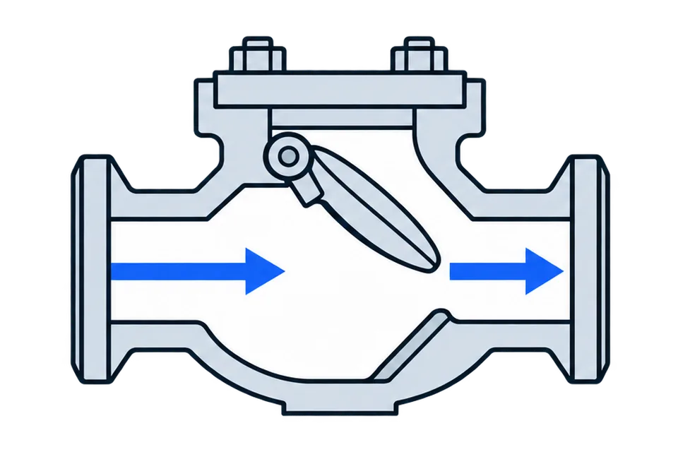 Swing check valve: Forward flow