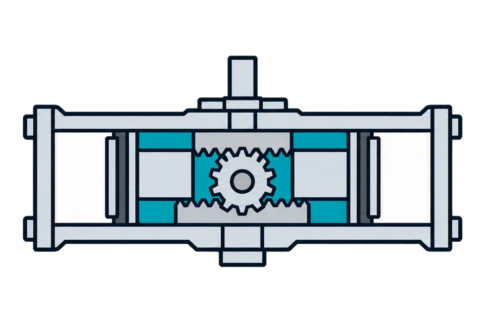 Double-acting rotary actuator: Air to one port