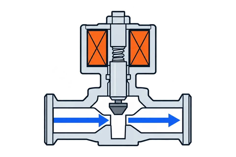 Direct-acting solenoid inset: Coil on