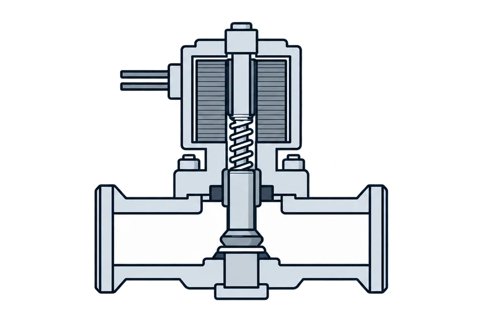 Normally closed solenoid valve: Coil off