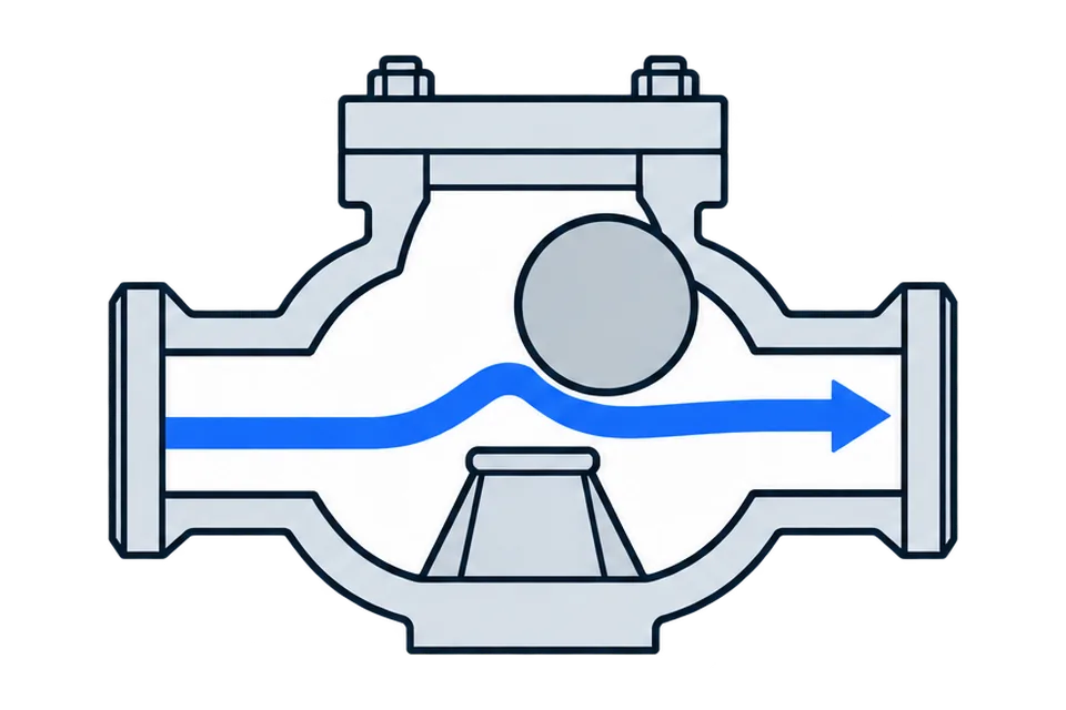 Ball check valve: Forward flow