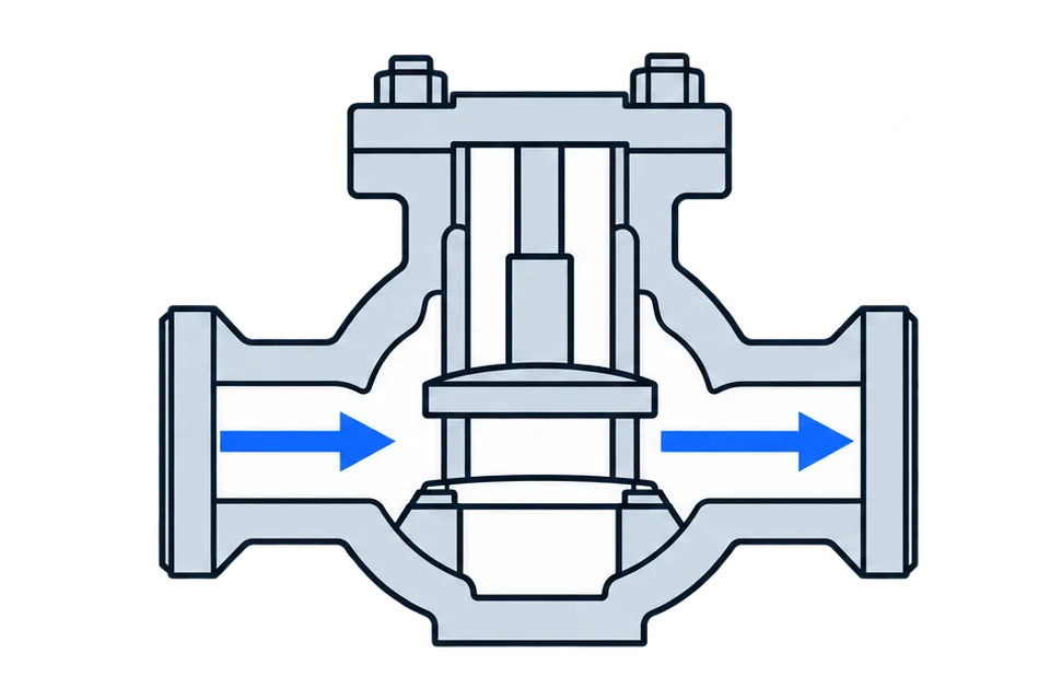 Lift check valve: Forward flow