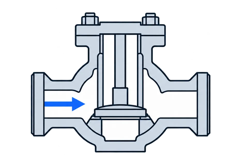 Lift check valve: Flow stops