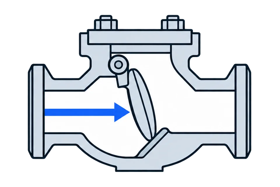 Swing check valve: Flow stops