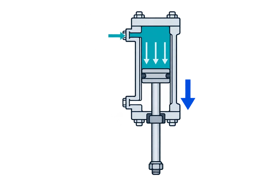 Double-acting linear cylinder: Air to one port