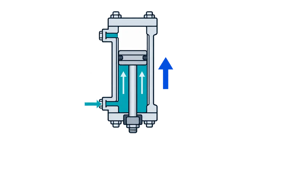 Double-acting linear cylinder: Air to the other port
