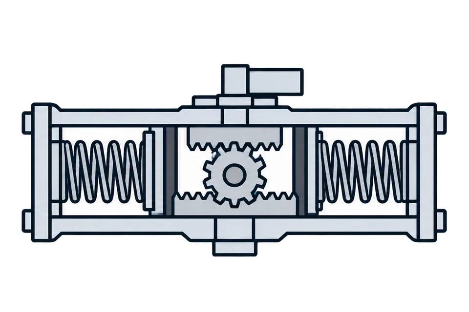 Spring-return rotary actuator: Air removed