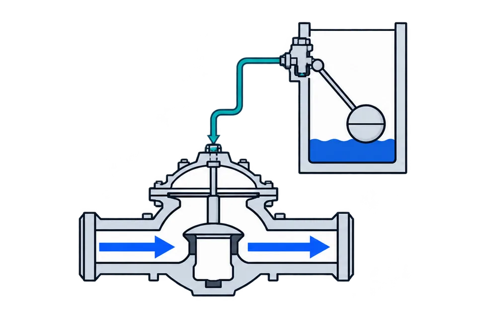 Float-pilot level valve: Level low