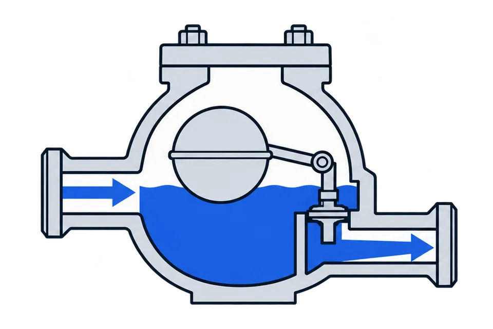 Float steam trap: Condensate collects
