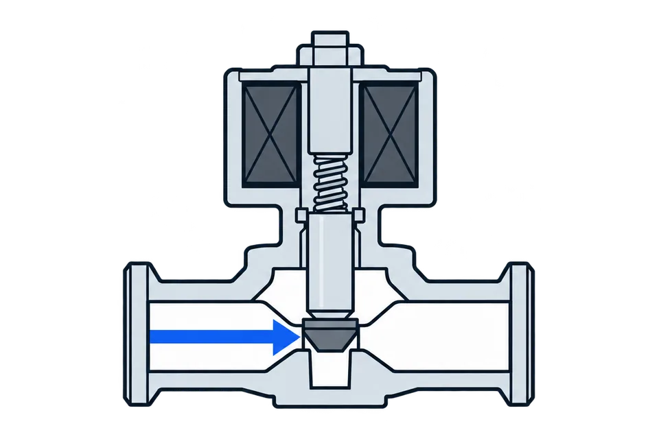 Direct-acting solenoid inset: Coil off