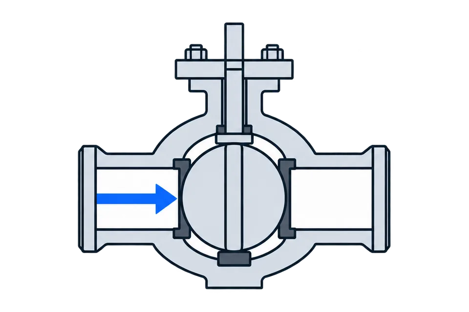 Two-way ball valve: Closed