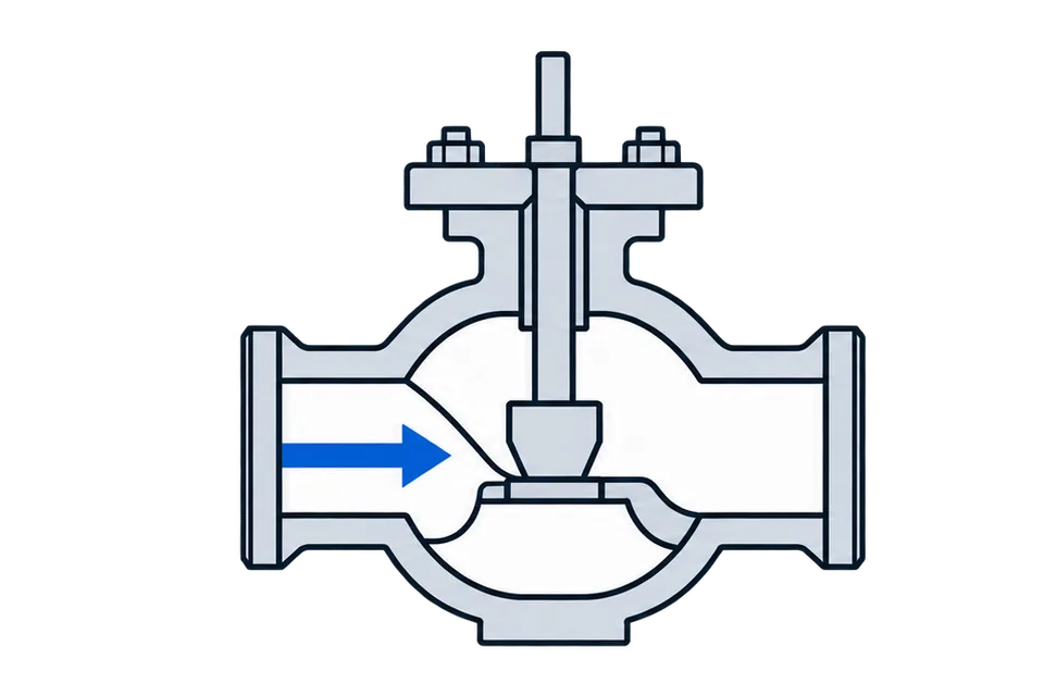 Two-way globe valve: Closed