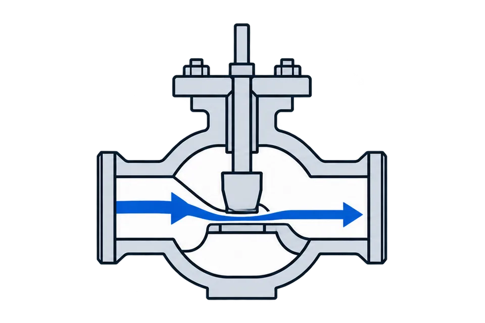 Two-way globe valve: In between