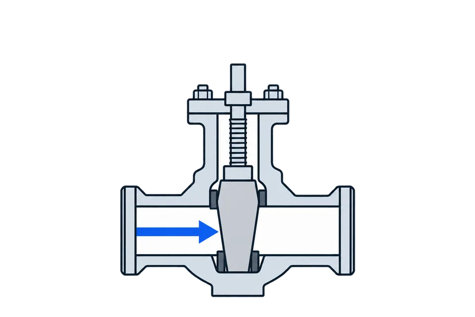 Rising-stem wedge gate: Closed