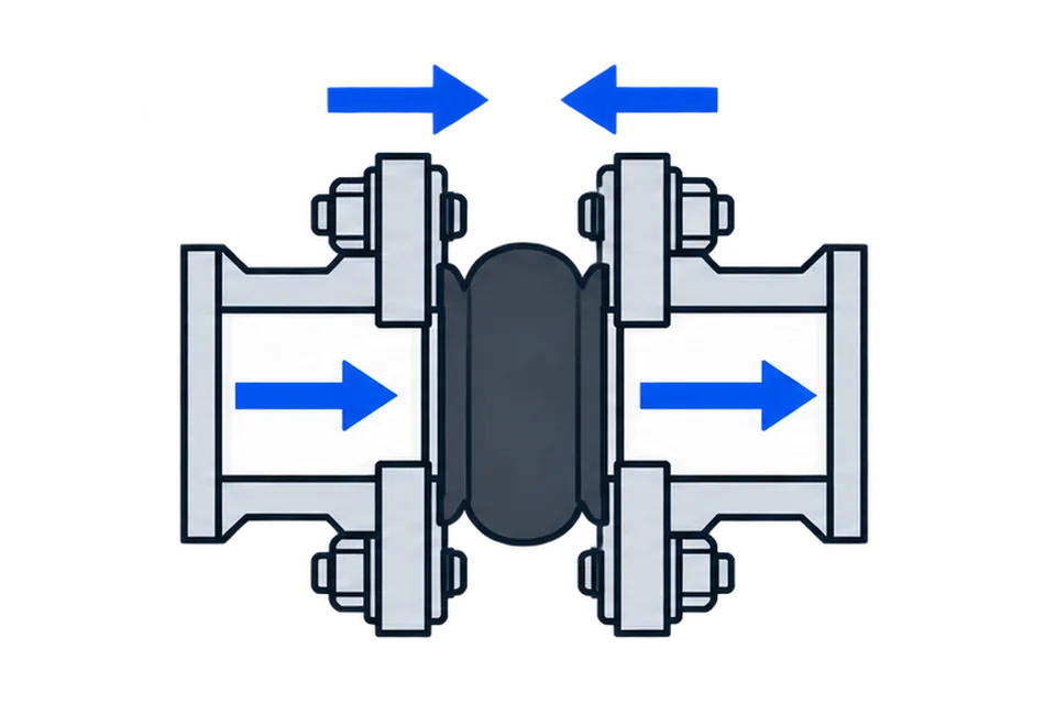 Rubber expansion joint: Compressed