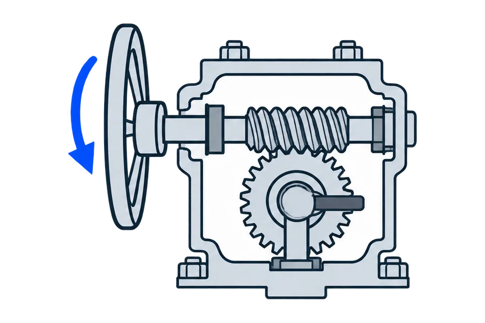 Manual quarter-turn gearbox: Open
