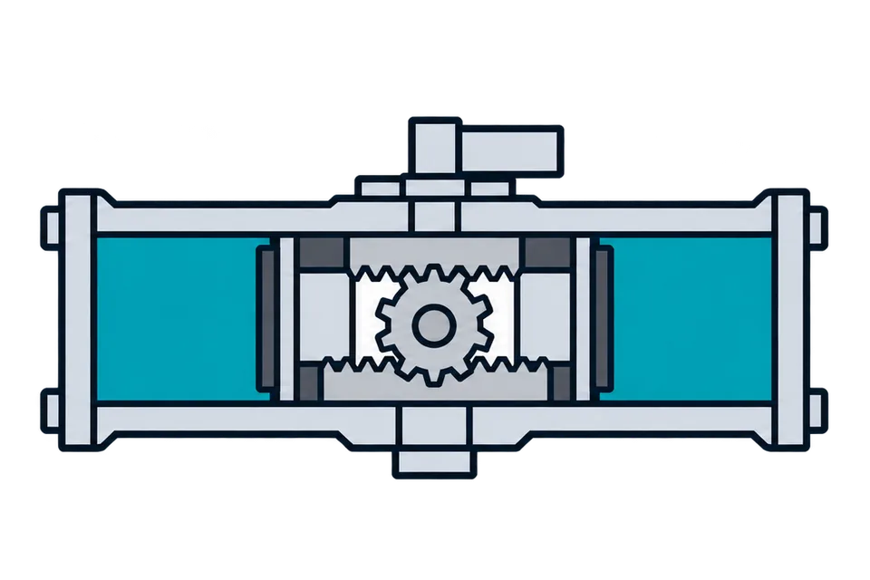 Double-acting rotary actuator: Air to the other port