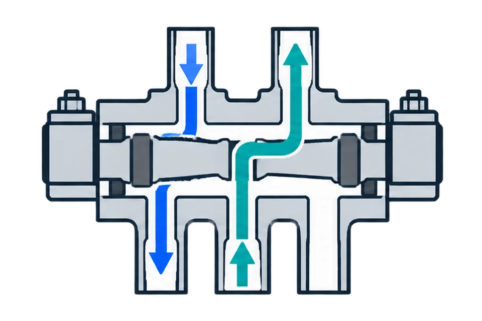 5/2 double-solenoid pilot: Both coils off