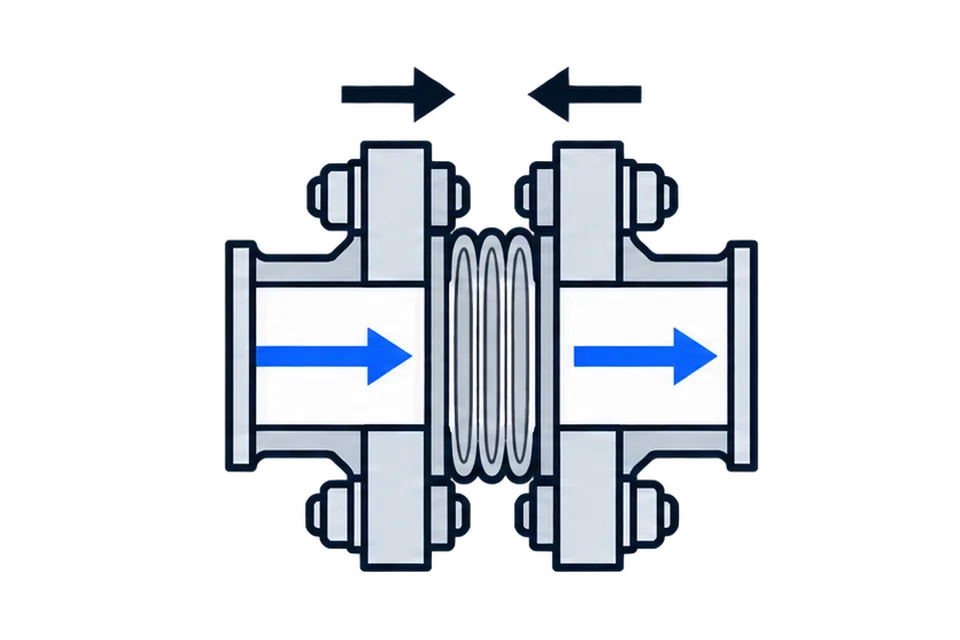 Metal bellows joint: Compressed