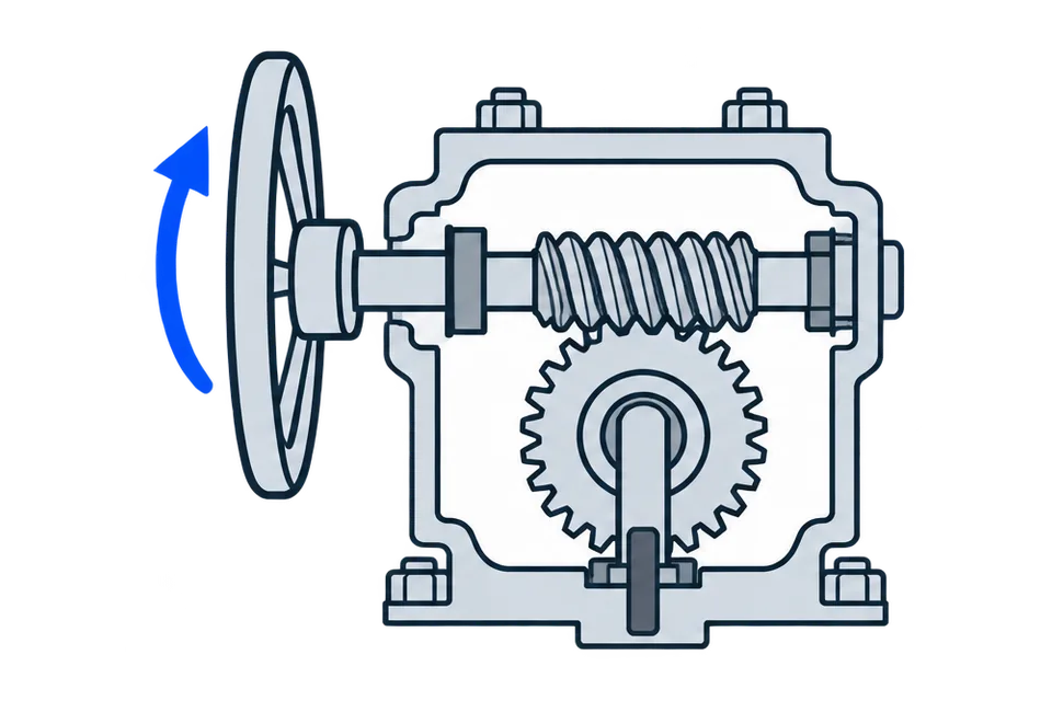 Manual quarter-turn gearbox: Closed