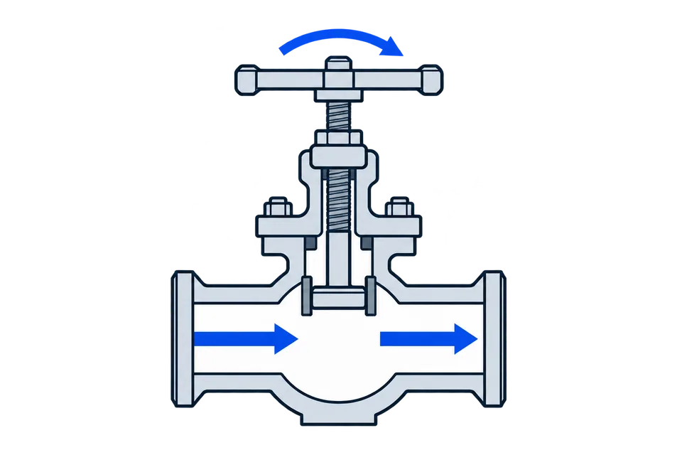 Multi-turn handwheel: Open