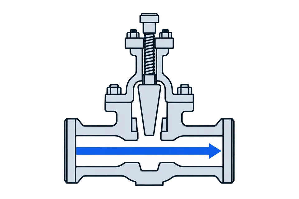 Non-rising-stem wedge gate: Open